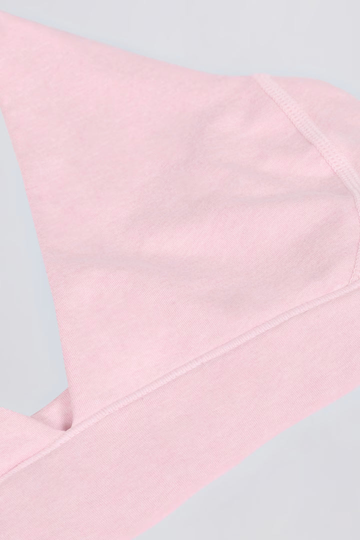 Brasier deportivo de punto cepillado con escote en V en color rosa claro