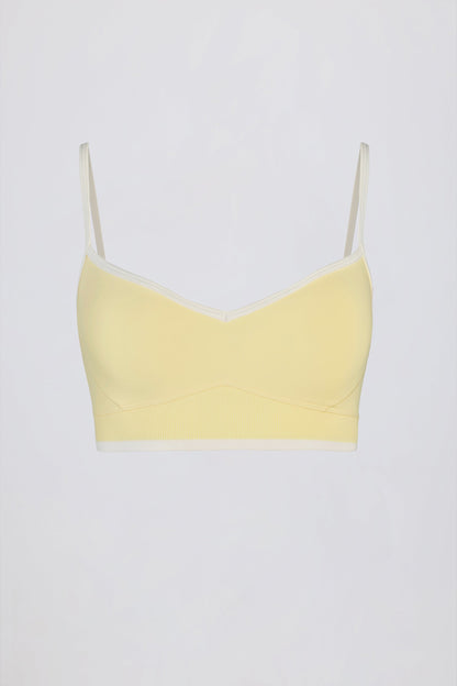 Brasier deportivo Soft Active con escote corazón y contraste en limón