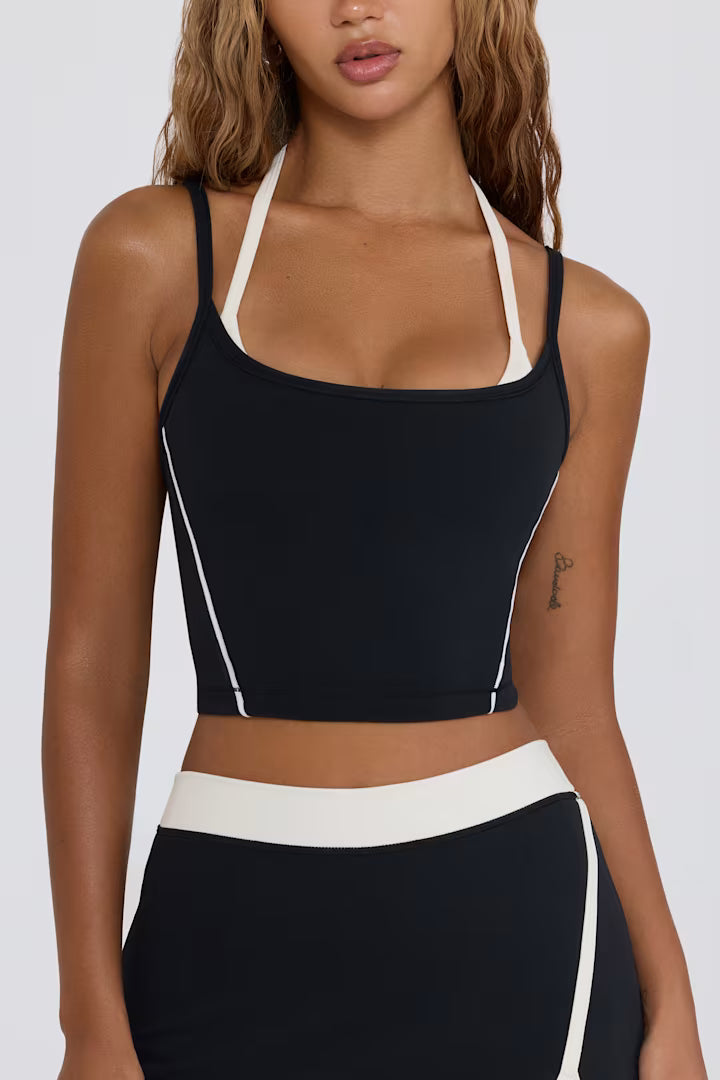 Camiseta sin mangas corta Soft Active de capas en color negro