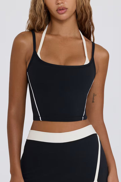 Camiseta sin mangas corta Soft Active de capas en color negro