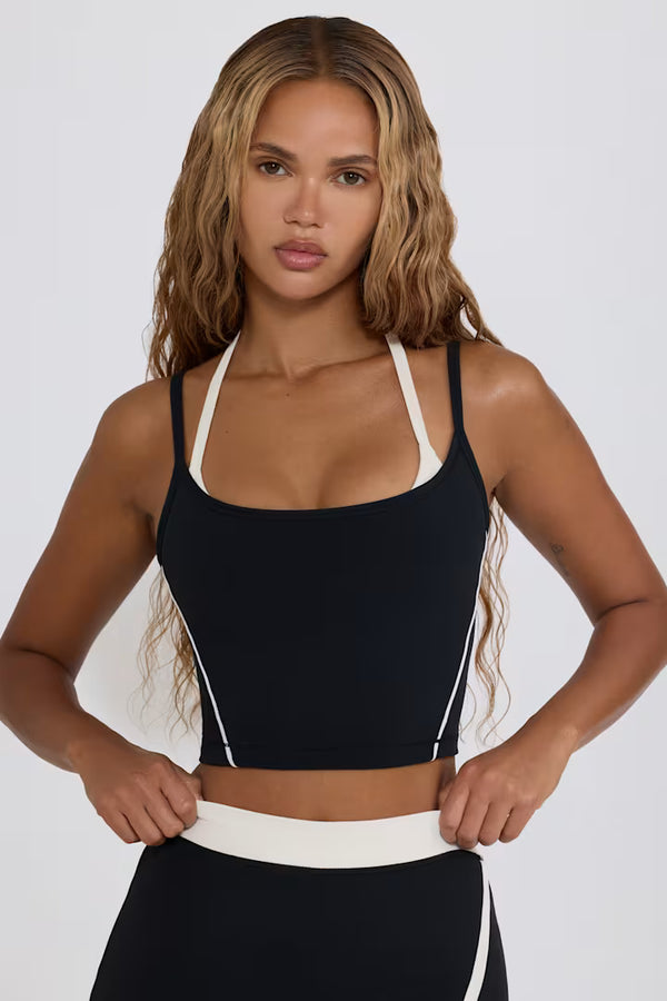 Camiseta sin mangas corta Soft Active de capas en color negro