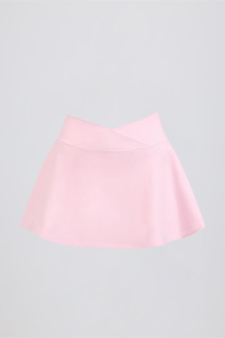 Minifalda pantalón cruzada de jersey cepillado en color flor