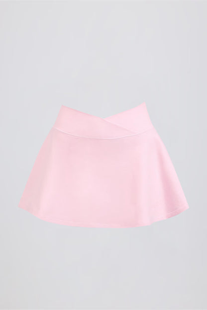 Minifalda pantalón cruzada de jersey cepillado en color flor