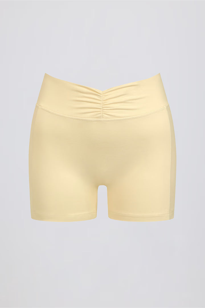 Minishorts fruncidos en limón jaspeado