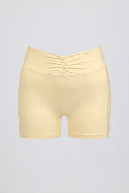 Minishorts fruncidos en limón jaspeado