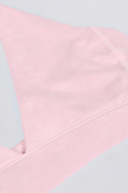 Brasier deportivo de punto cepillado con escote en V en color rosa claro