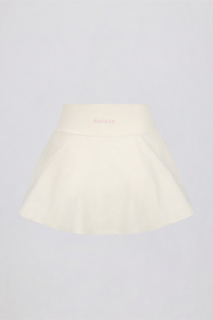 Minifalda pantalón cruzada de jersey cepillado en vainilla
