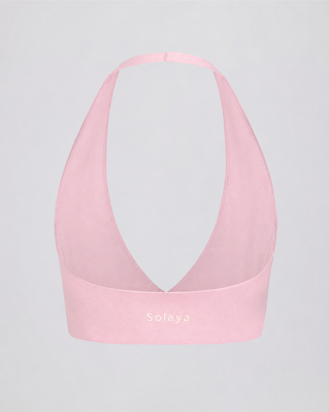 Brasier deportivo de punto cepillado con escote en V en color rosa claro