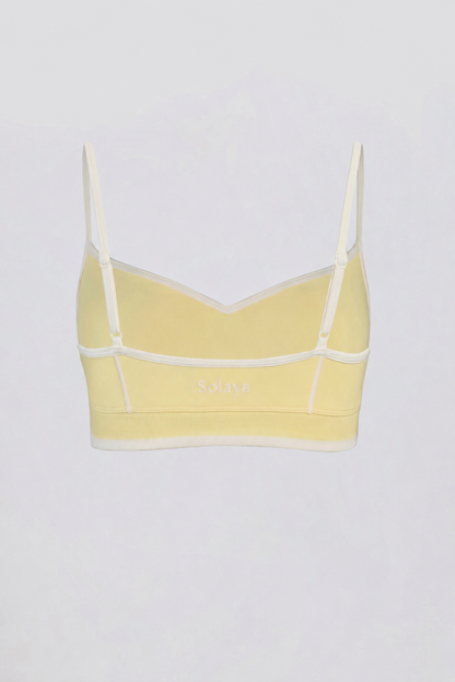 Brasier deportivo Soft Active con escote corazón y contraste en limón