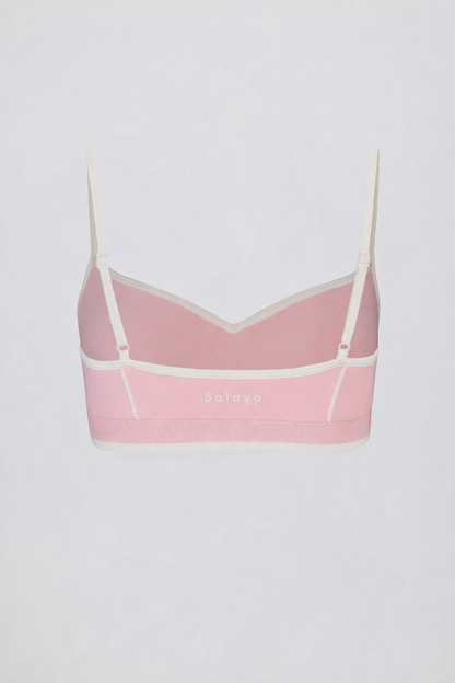 Brasier deportivo Soft Active con escote corazón y contraste en rosa palo