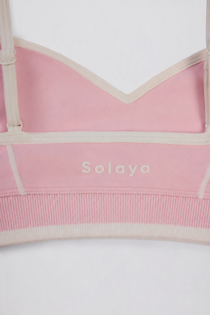 Brasier deportivo Soft Active con escote corazón y contraste en rosa palo