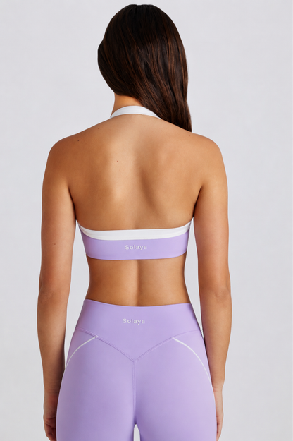 Brasier deportivo Soft Active tipo halter con torcido al frente en lavanda
