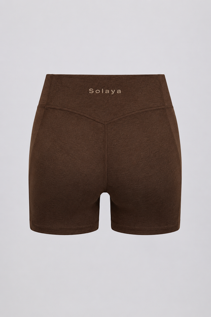 Minishorts fruncidos en color nuez jaspeado