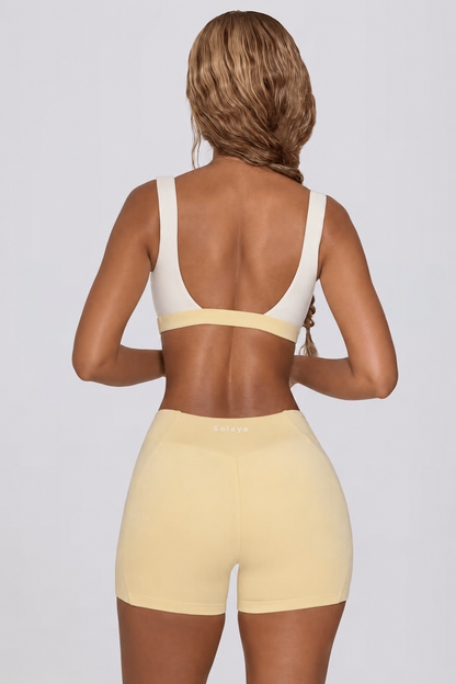 Minishorts fruncidos en limón jaspeado