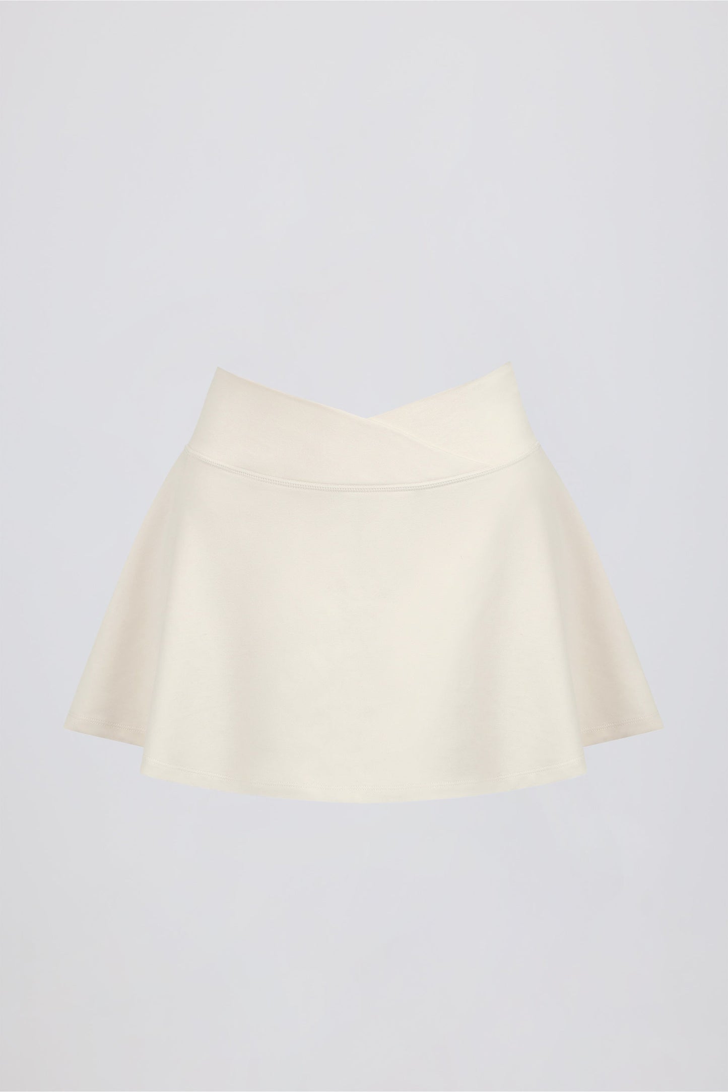 Minifalda pantalón cruzada de jersey cepillado en vainilla