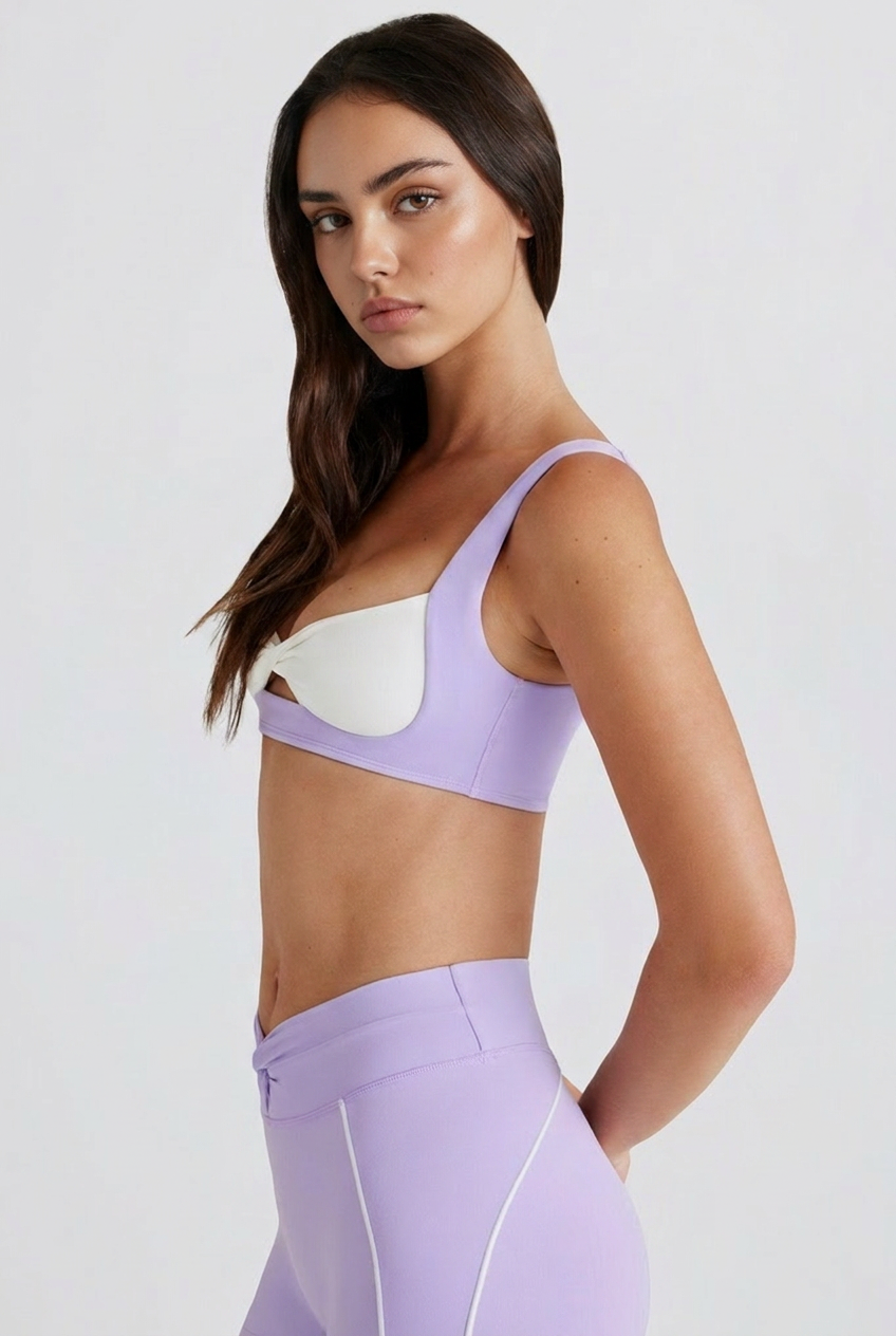 Brasier deportivo Soft Active con torcido al frente en lavanda