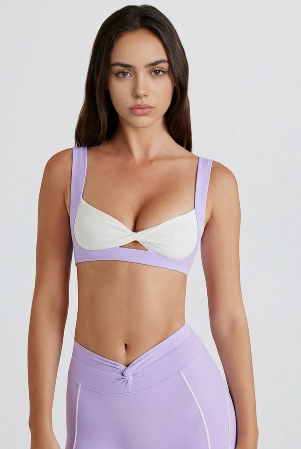 Brasier deportivo Soft Active con torcido al frente en lavanda
